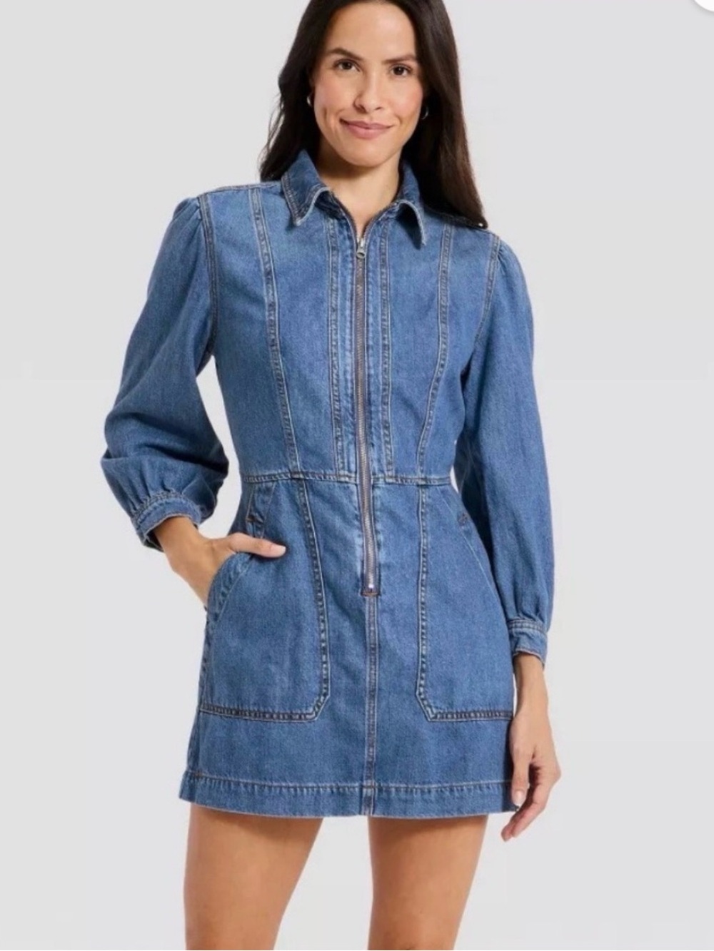 Universal Thread Denim Zip Front Mini Dress Size Large - Picture 5 of 5